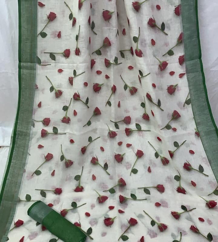 Floral Linen Saree