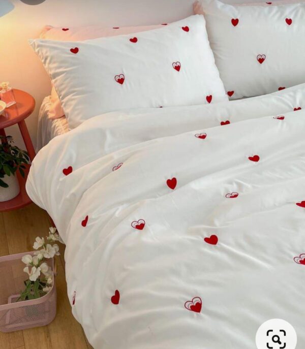 White & Red Heart Sheet Set