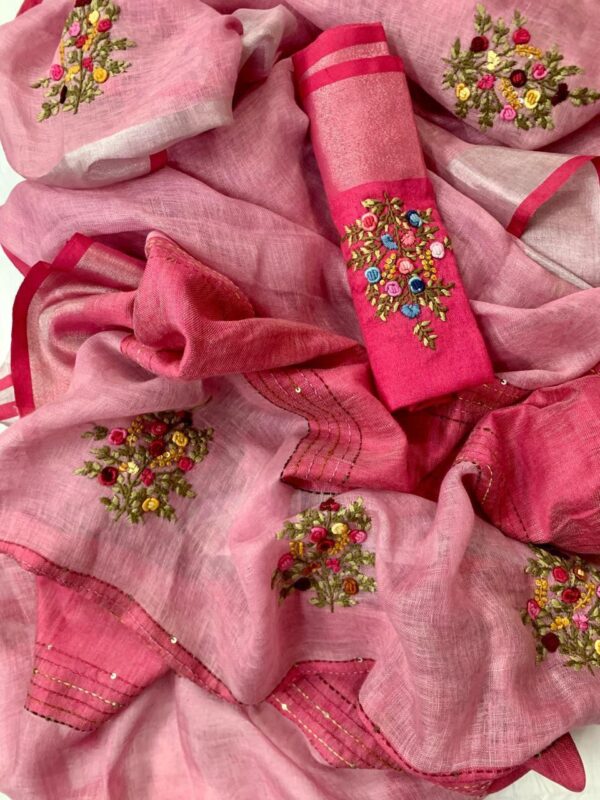Pink shade Linen Saree