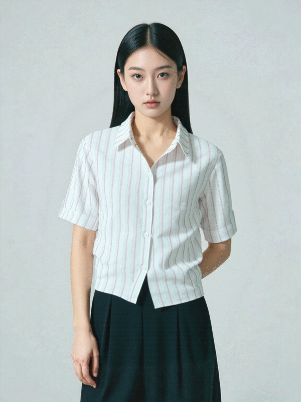 Linen Crop Top Shirt - Image 2