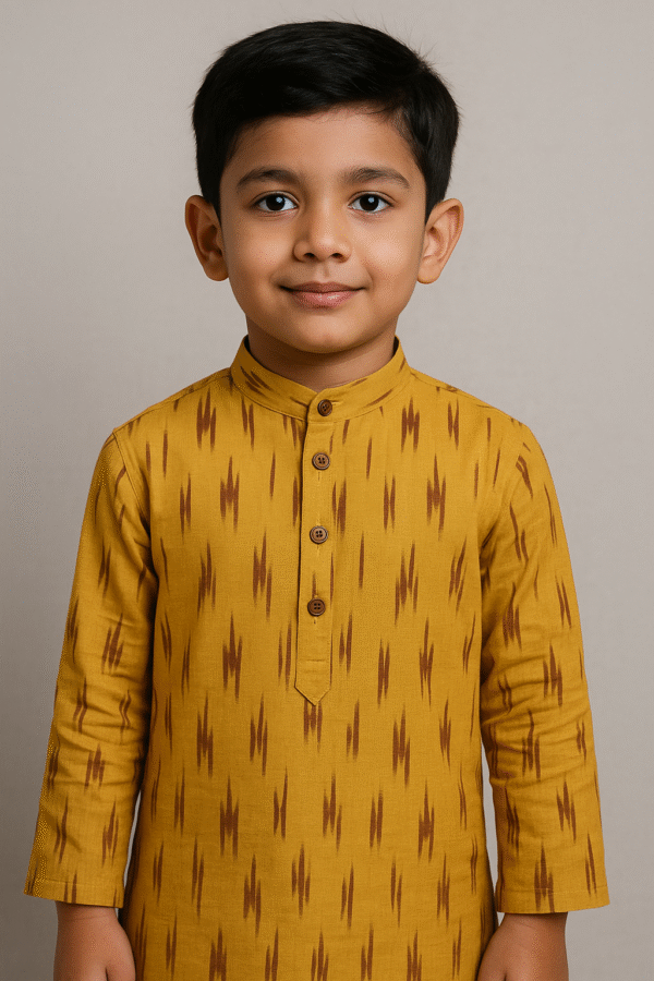 Yellow Ikat Kurta